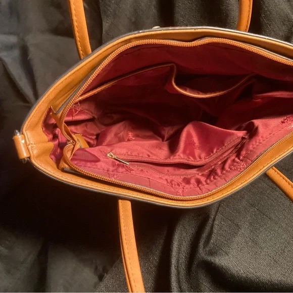 American Bee Butterfly Print Tote Bag with Tan Accents - Picture 4 of 5